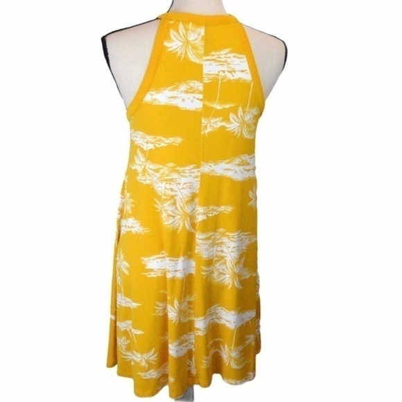 Old Navy High Neck Sleeveless Halter Swing Style Dress, XS, Golden Palm Print - Picture 9 of 10